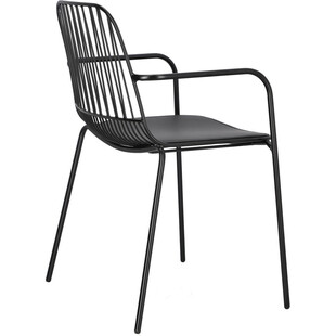 Krzesło druciane z podłokietnikami Willy Arm Black czarne Intesi