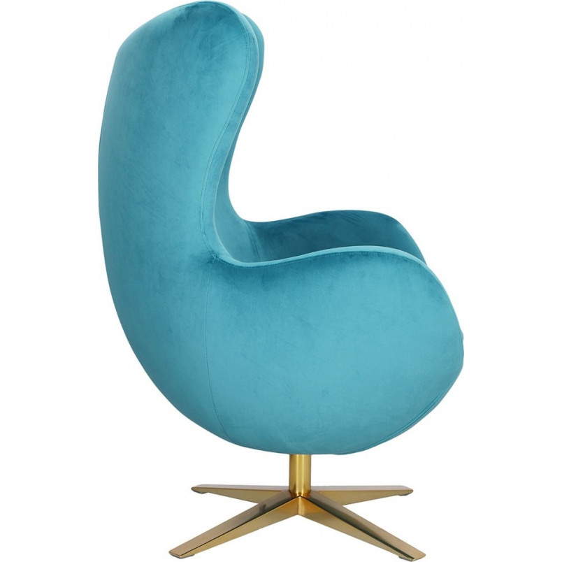 Fotel obrotowy welurowy Jajo Velvet Gold niebieski D2Design