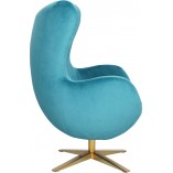 Fotel obrotowy welurowy Jajo Velvet Gold niebieski D2Design