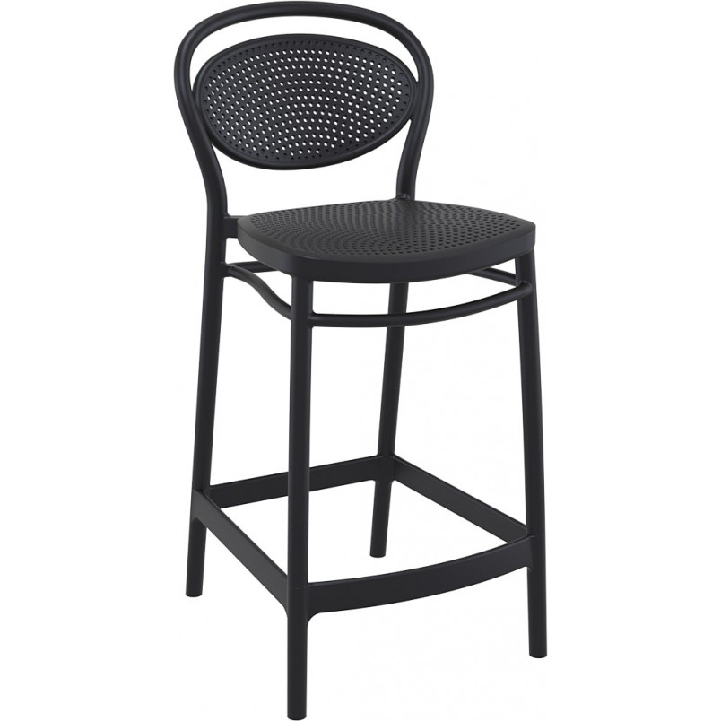 Krzesło barowe plastikowe Marcel 65cm czarne Siesta