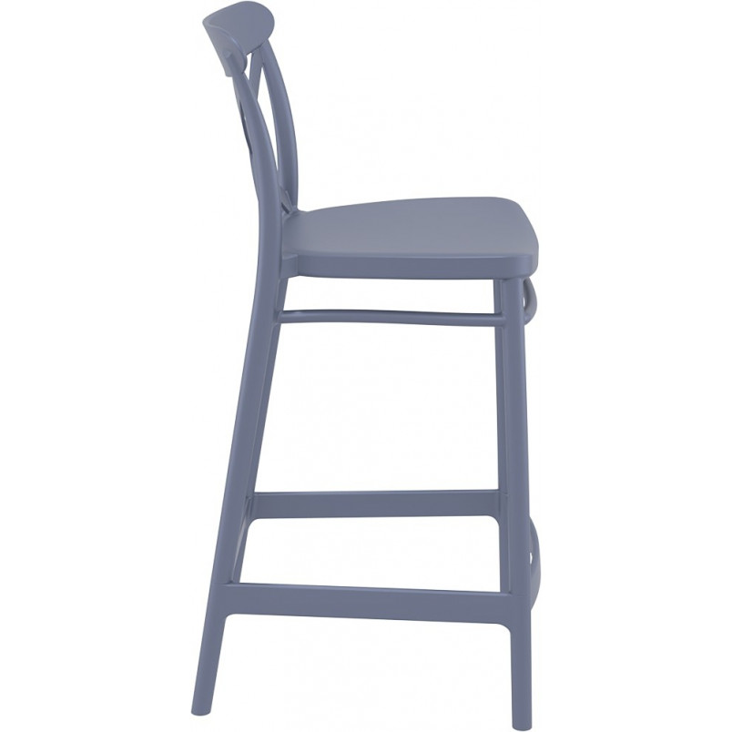 Krzesło barowe plastikowe Cross 65cm ciemno szare Siesta