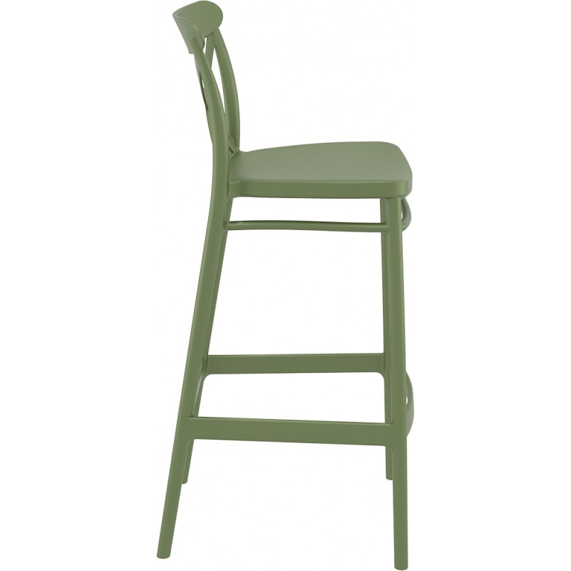 Krzesło barowe plastikowe Cross 75cm oliwkowe Siesta