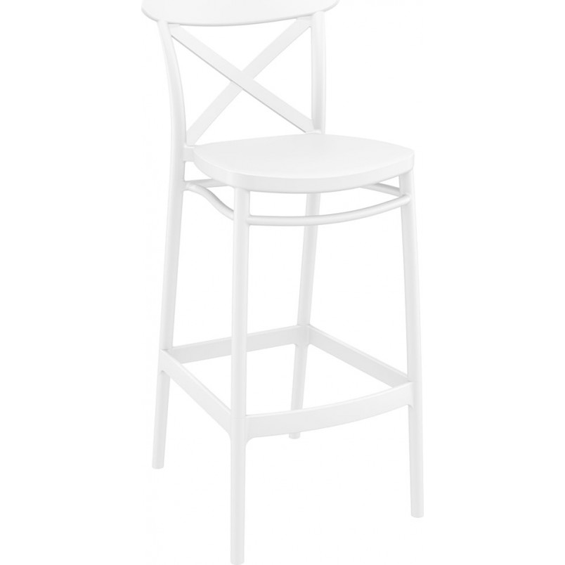 Krzesło barowe plastikowe Cross 75cm białe Siesta