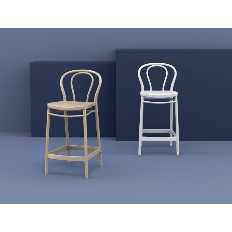 Krzesło barowe plastikowe Victor 65cm beżowe Siesta