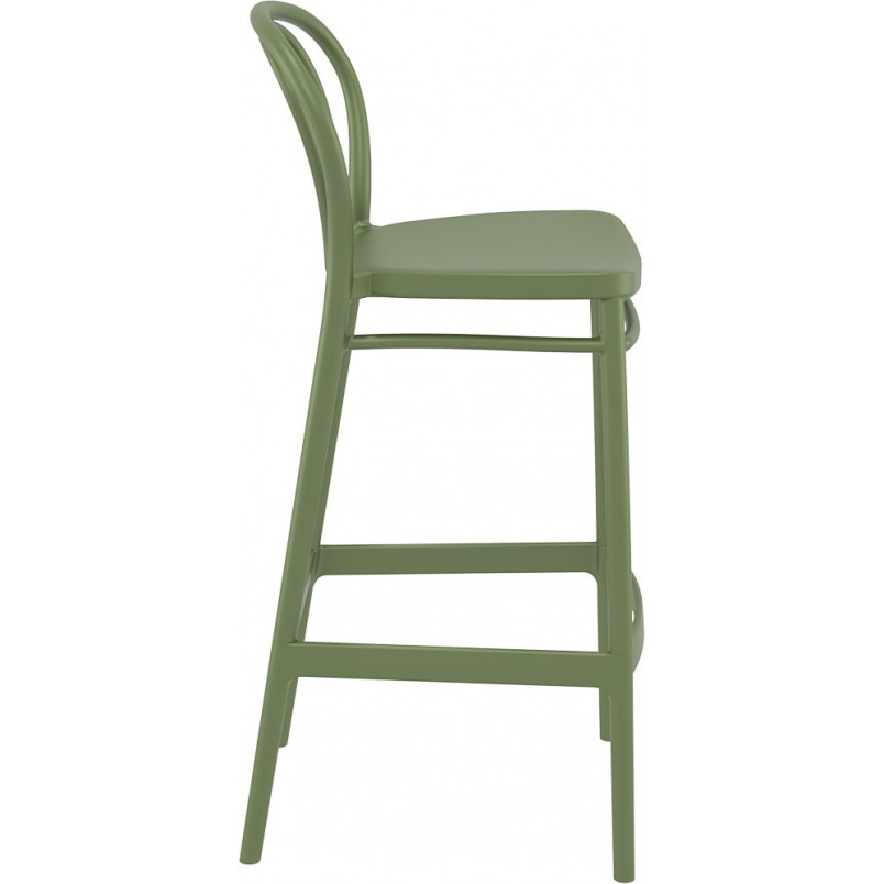 Krzesło barowe plastikowe Victor 75cm oliwkowe Siesta