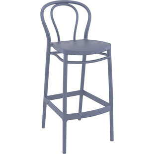 Krzesło barowe plastikowe Victor 75cm ciemno szare Siesta