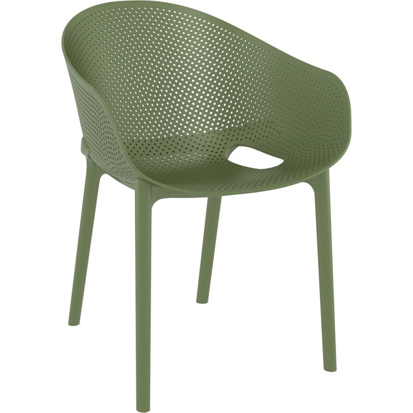 Krzesło ażurowe z podłokietnikami Sky Pro oliwkowe Siesta