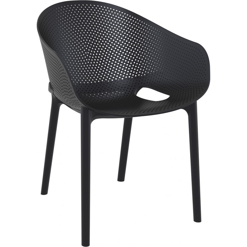 Krzesło ażurowe z podłokietnikami Sky Pro czarne Siesta