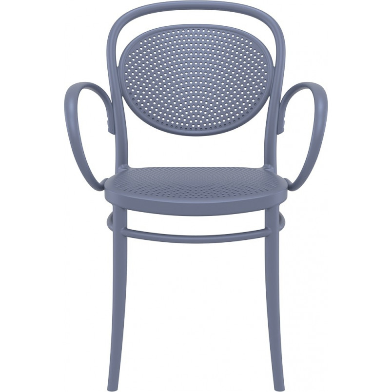 Krzesło ażurowe z podłokietnikami Marcel XL ciemno szare Siesta