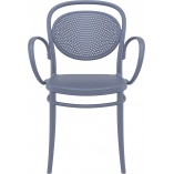 Krzesło ażurowe z podłokietnikami Marcel XL ciemno szare Siesta