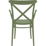 Krzesło plastikowe z podłokietnikami Cross XL oliwkowe Siesta
