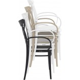 Krzesło plastikowe z podłokietnikami Cross XL beżowe Siesta