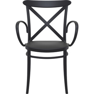 Krzesło plastikowe z podłokietnikami Cross XL czarne Siesta