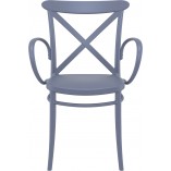 Krzesło plastikowe z podłokietnikami Cross XL ciemno szare Siesta