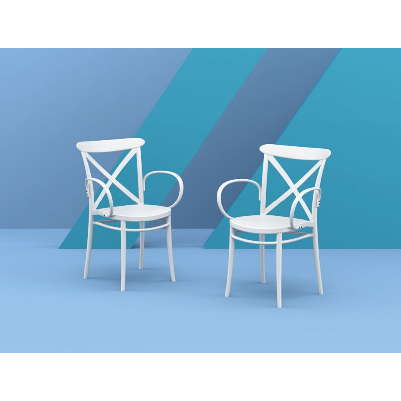 Krzesło plastikowe z podłokietnikami Cross XL białe Siesta