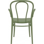 Krzesło plastikowe z podłokietnikami Victor XL oliwkowe Siesta