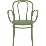 Krzesło plastikowe z podłokietnikami Victor XL oliwkowe Siesta