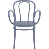 Krzesło plastikowe z podłokietnikami Victor XL ciemno szare Siesta