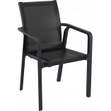 Krzesło ogrodowe z podłokietnikami Pacific czarne Siesta