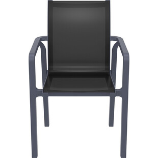 Krzesło ogrodowe z podłokietnikami Pacific czarny / ciemno szary Siesta