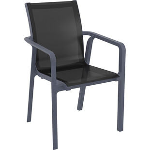 Krzesło ogrodowe z podłokietnikami Pacific czarny / ciemno szary Siesta