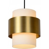 Lampa wisząca szklana glamour Firmin III 110cm opal / mosiądz Lucide