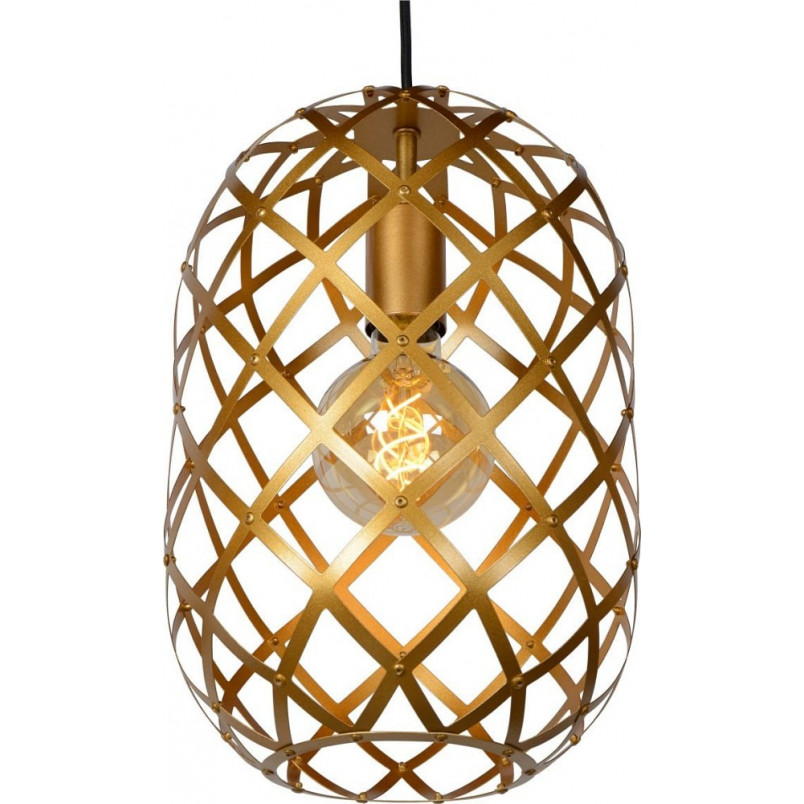 Lampa wisząca druciana potrójna Wolfram 130cm złota Lucide