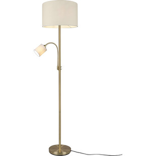 Lampa podłogowa z abażurem i lampką do czytania Hotel kremowy / mosiądz Trio