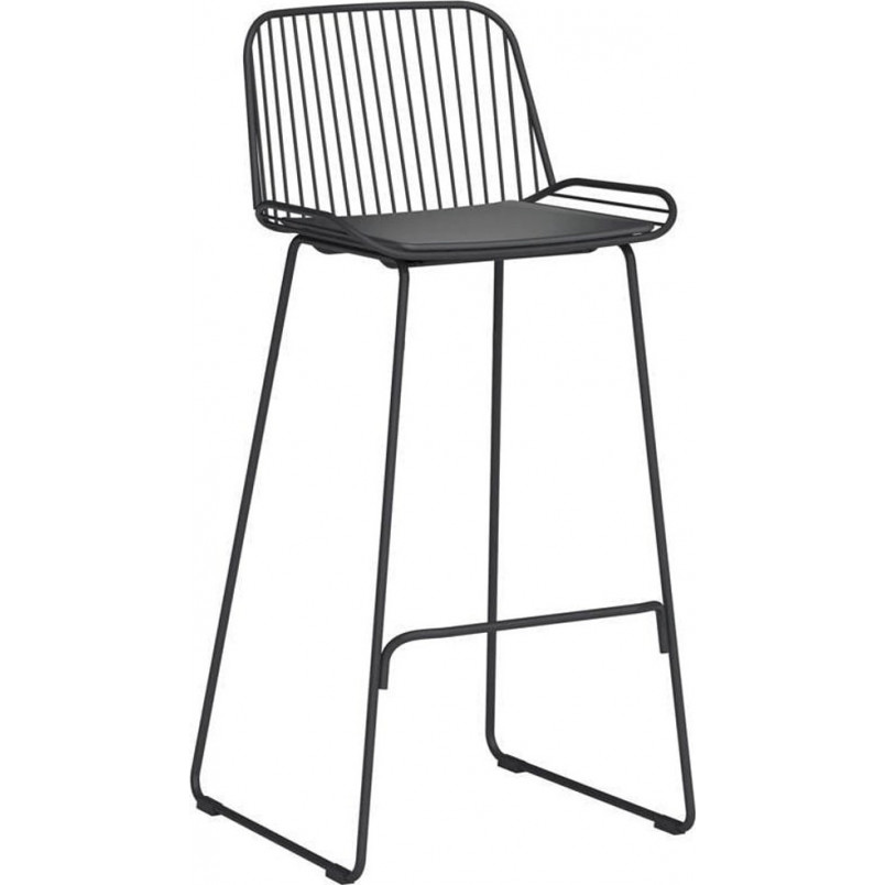 Krzesło barowe metalowe z poduszką Iron Bar Low 65cm czarne Moos Home