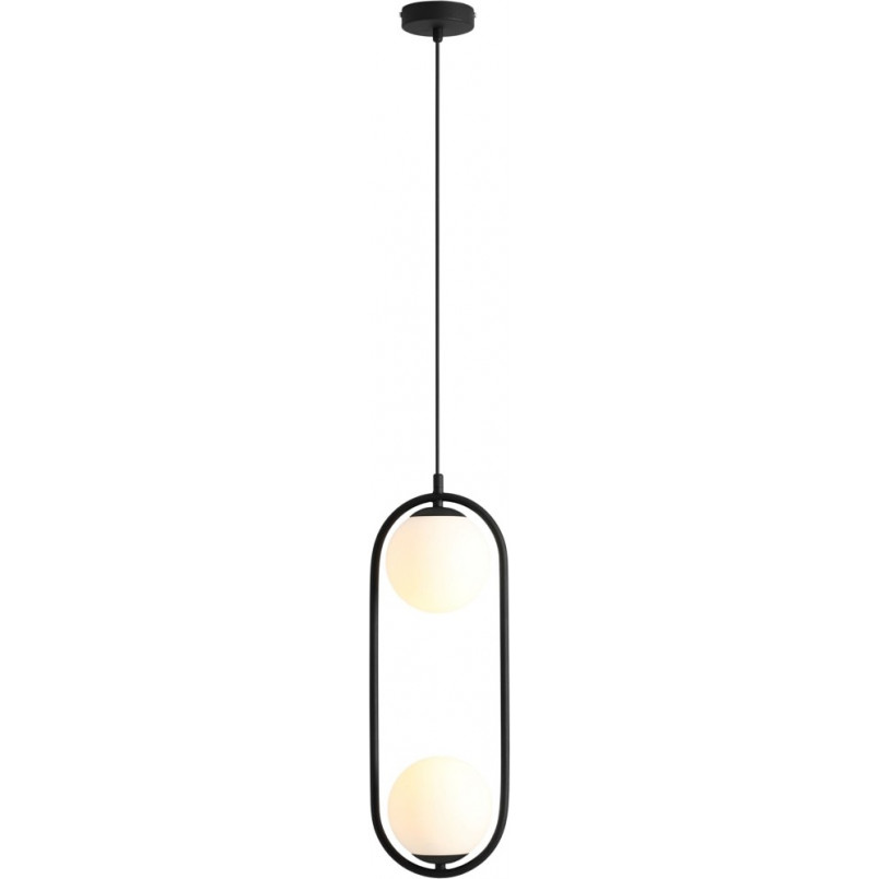 Lampa wisząca 2 szklane kule Riva Black 18,5cm biało-czarna Aldex