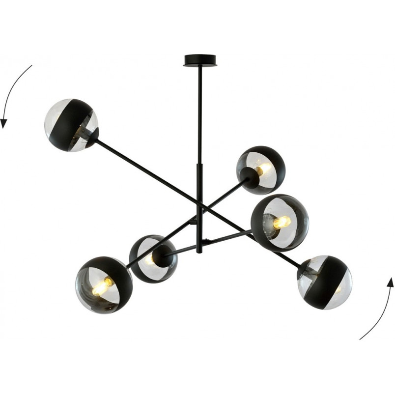 Lampa sufitowa szklane kule Linear Stripe VI 102cm przezroczysto-czarna Emibig