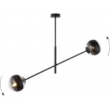 Lampa sufitowa 2 szklane kule Linear Stripe 102cm przezroczysto-czarna Emibig