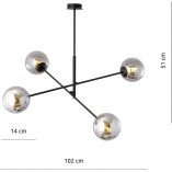 Lampa sufitowa szklane kule Linear IV 102cm grafit / czarny Emibig