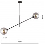 Lampa sufitowa 2 szklane kule Linear 102cm grafit / czarny Emibig
