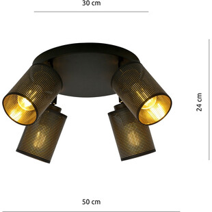 Reflektor sufitowy ażurowy Bronx IV Premium czarno-złoty Emibig