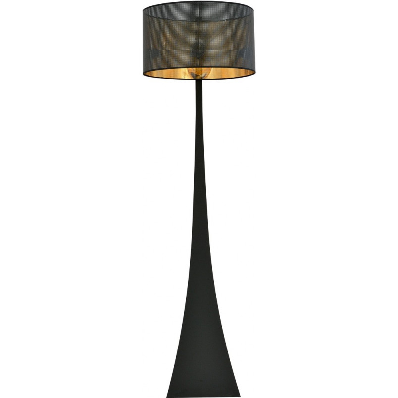 Lampa podłogowa z abażurem Estrella czarno-złota Emibig