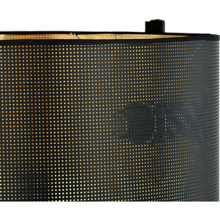Lampa podłogowa z abażurem Estrella czarno-złota Emibig