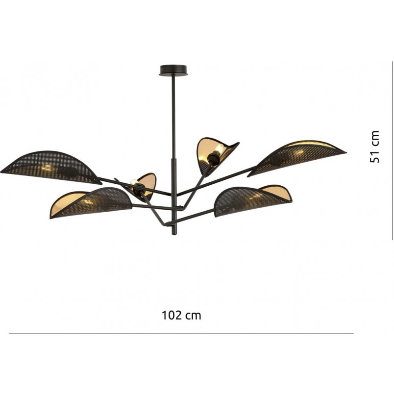 Lampa sufitowa designerska Vene VI 102cm czarno-złota Emibig