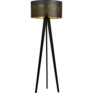 Lampa podłogowa trójnóg z abażurem Aston czarno-złota Emibig