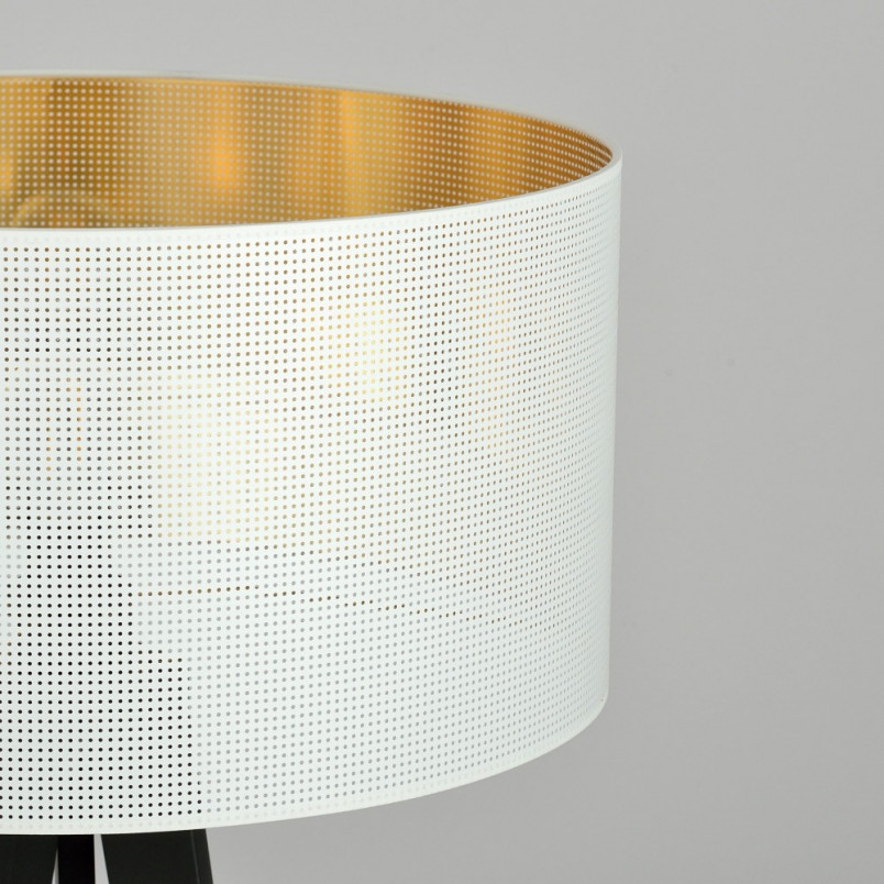Lampa podłogowa trójnóg z abażurem Aston biało-złota Emibig