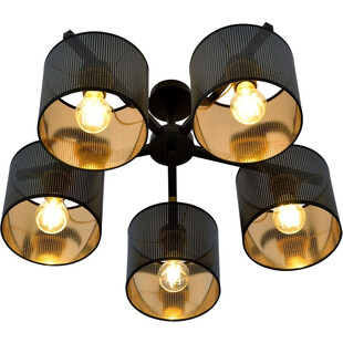 Lampa sufitowa ażurowa Jordan V 55cm czarno-złota Emibig