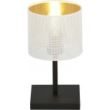 Lampa stołowa z abażurem Jordan biało-złota Emibig