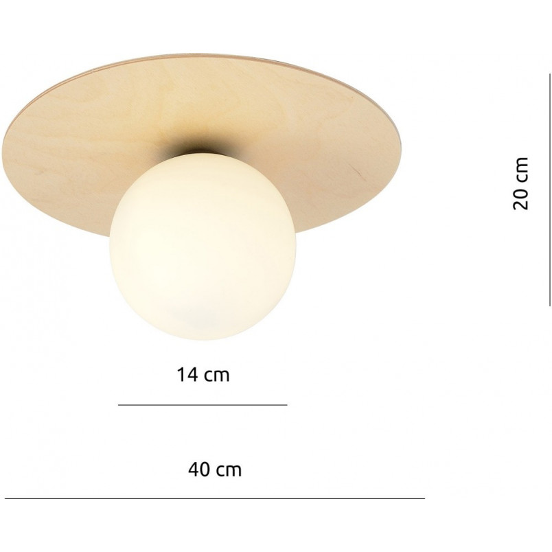 Plafon szklany okrągły Kenzo 14cm biało-naturalny Emibig