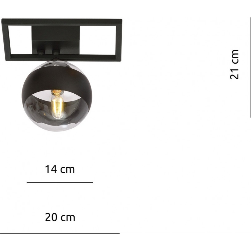 Plafon szklana kula Imago E 14cm przezroczysty / czarny pasek Emibig