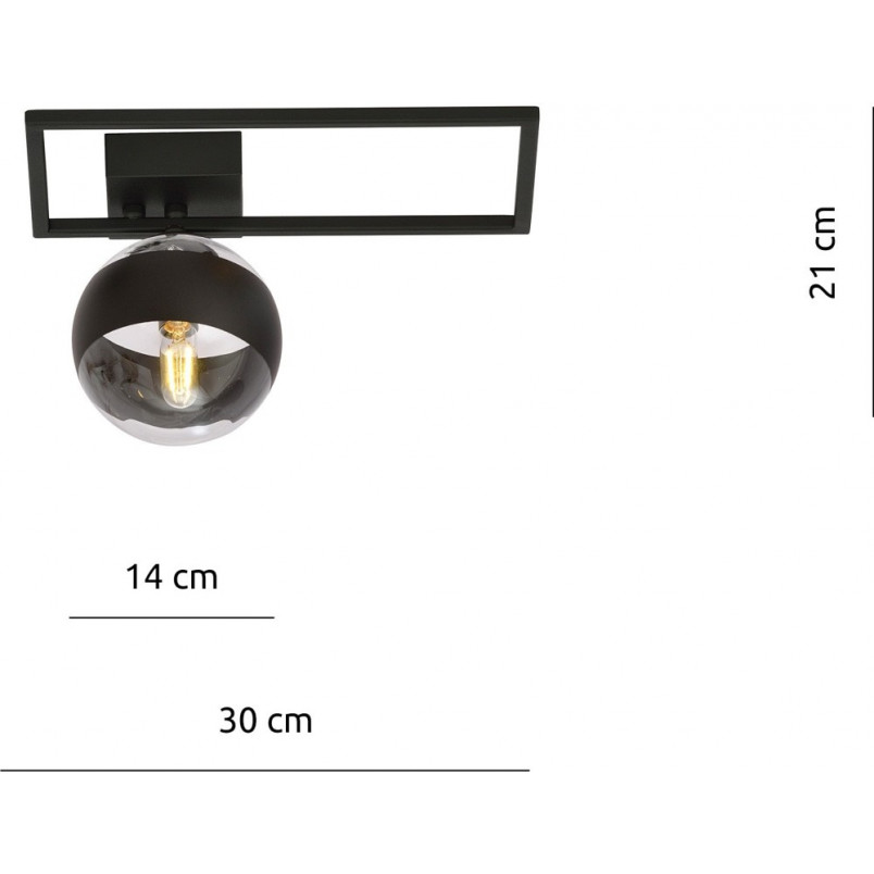 Plafon szklana kula Imago D 14cm przezroczysty / czarny pasek Emibig