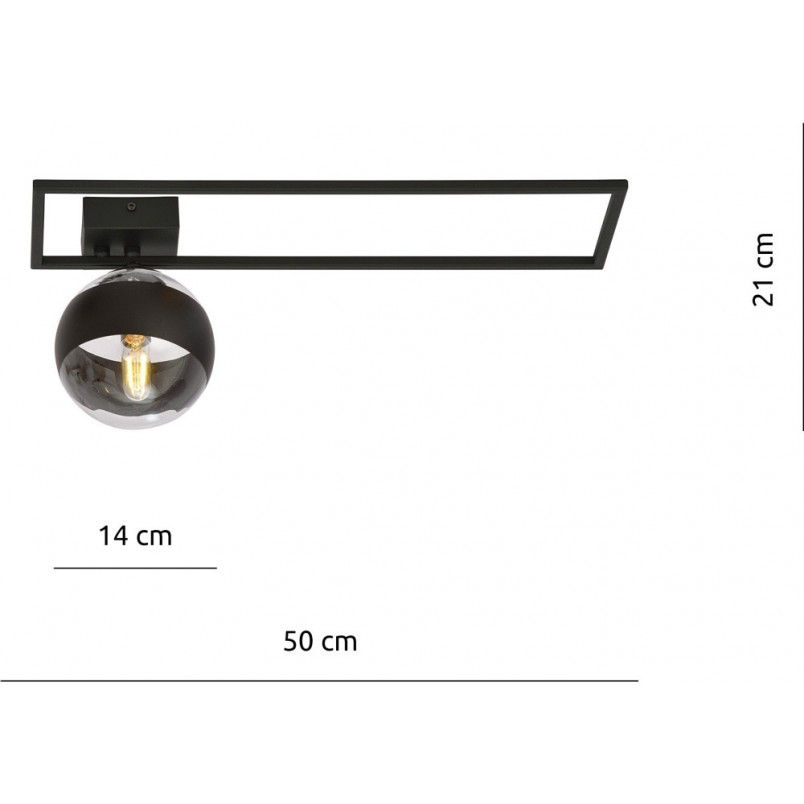 Plafon szklana kula Imago B 14cm przezroczysty / czarny pasek Emibig