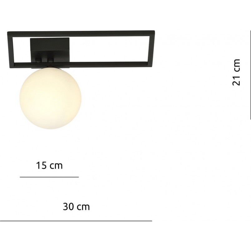 Plafon szklana kula Imago D 15cm czarny / opal Emibig