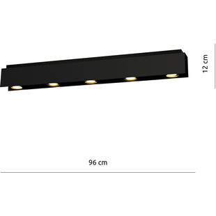 Plafon sufitowy 5 punktowy Kenno 96cm czarny Emibig