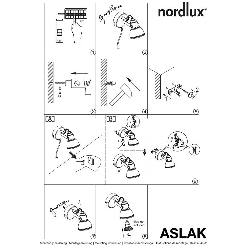 Kinkiet loft Aslak Biały marki Nordlux