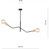 Lampa sufitowa 2 punktowa Bolt 66cm czarno-złota Emibig